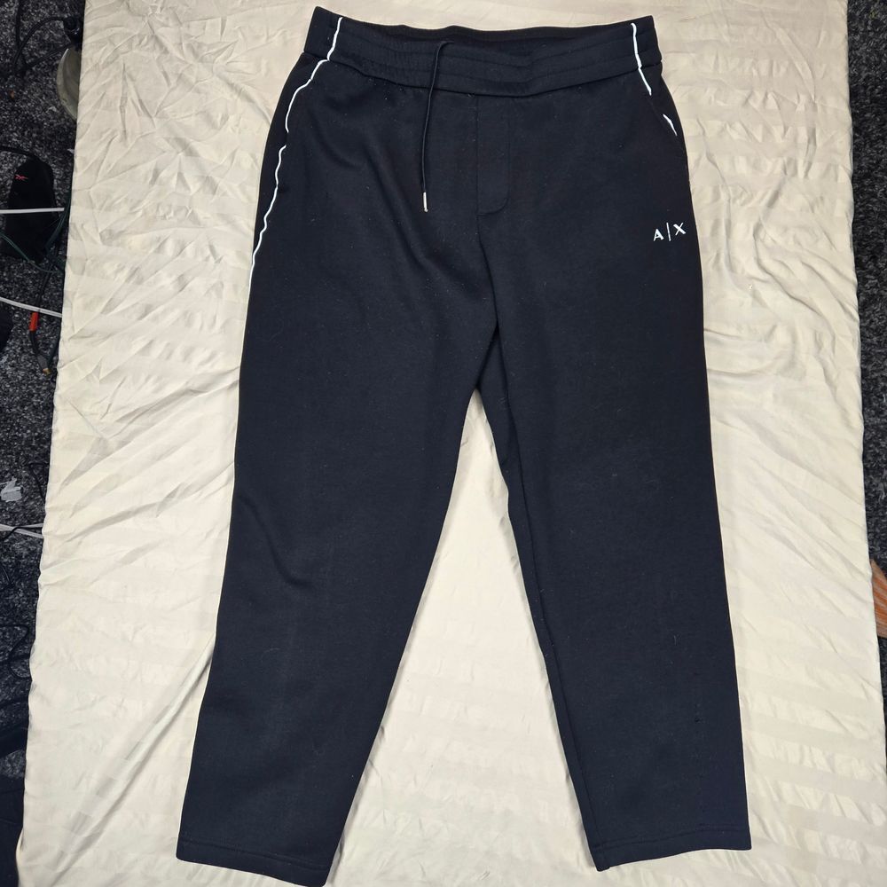 A/X Armani Exchange Black Sweatpants with Tapered Leg and Ankle Cuffs